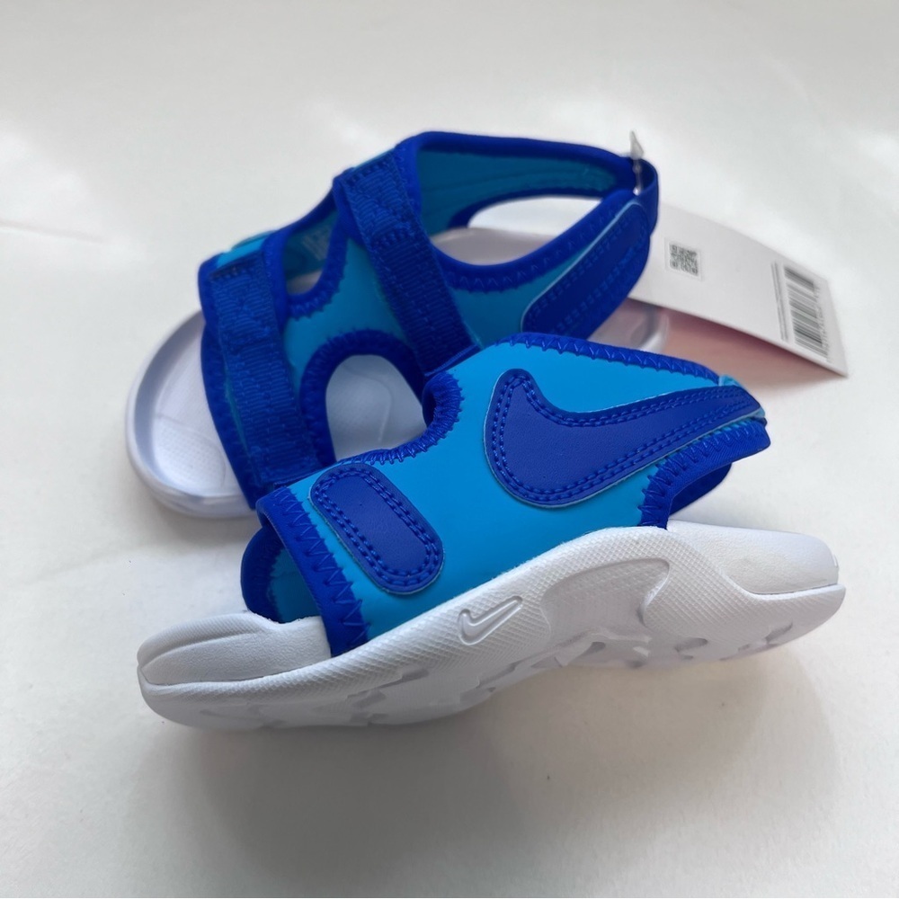 Nike Sunray Adjust 6 Toddler Kids Sandals Blue & White - Picture 2 of 8